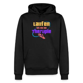 Laufen Joggen ist meine Therapie - Männer Premium Bio Hoodie - Schwarz - Vorne - Nico (187cm)