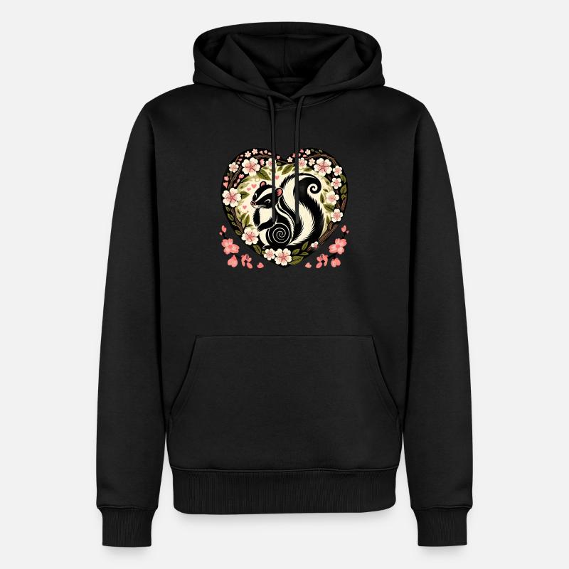 Fleurs de cerisier Spring Skunk - Sweat à capuche Premium bio Homme - noir
