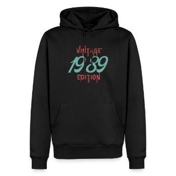 Jahrgang Ausgabe 1989 - Männer Premium Bio Hoodie - Schwarz - Vorne - Nico (187cm)