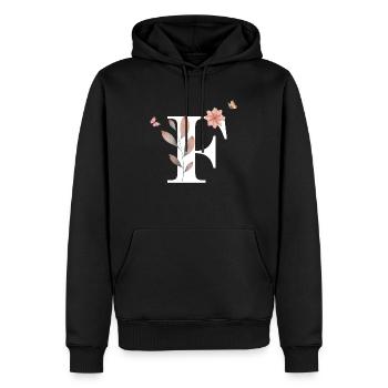 Buchstabe f Wildblumen Aquarelle - Männer Premium Bio Hoodie - Schwarz - Vorne - Nico (187cm)