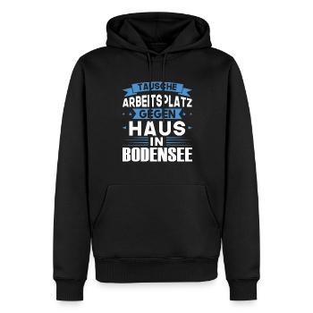 Bodensee Schwäbisch Süddeutschland Geschenk - Männer Premium Bio Hoodie - Schwarz - Vorne - Nico (187cm)