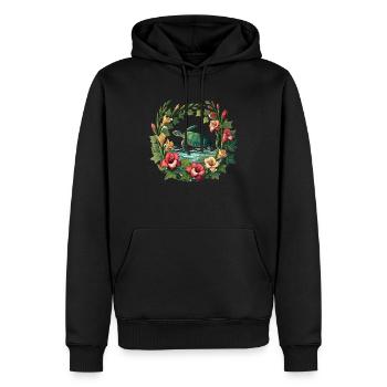 Tortue marine - Sweat à capuche Premium bio Homme - noir - Devant - Nico (187cm)