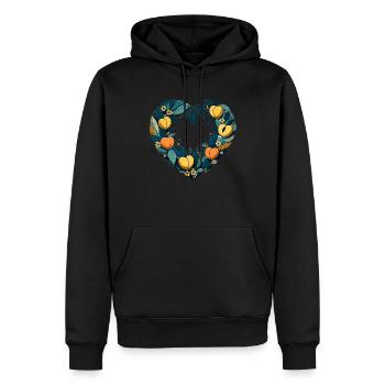 Pfirsiche - Männer Premium Bio Hoodie - Schwarz - Vorne - Nico (187cm)
