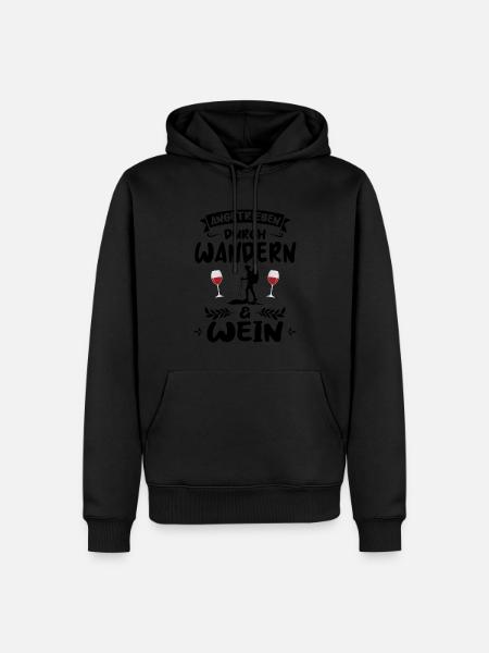 Wandern Wein Wanderer Geschenk - Männer Premium Bio Hoodie - Schwarz