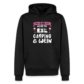 Campen Wein Camper Geschenk - Männer Premium Bio Hoodie - Schwarz - Vorne - Nico (187cm)