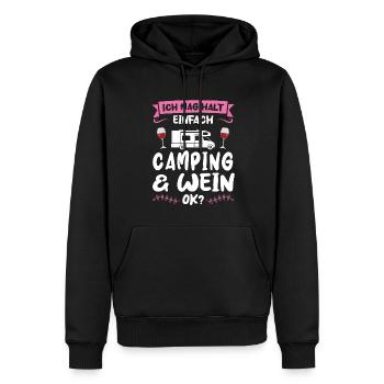Campen Wein Camper Geschenk - Männer Premium Bio Hoodie - Schwarz - Vorne - Nico (187cm)