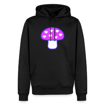 Pinker Pilz Leuchtende Farbe Liebe Herz Fungus - Männer Premium Bio Hoodie - Schwarz - Vorne - Nico (187cm)