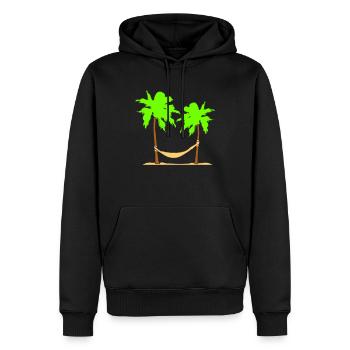 Hamac sous 2 palmiers loisirs plage dormir - Sweat à capuche Premium bio Homme - noir - Devant - Nico (187cm)