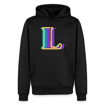 Lettre l multicolore - Sweat à capuche Premium bio Homme - noir - Devant - Nico (187cm)