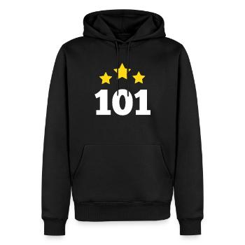 101 Jahre Stern - Geschenk zum 101. Jubiläum - Männer Premium Bio Hoodie - Schwarz - Vorne - Nico (187cm)