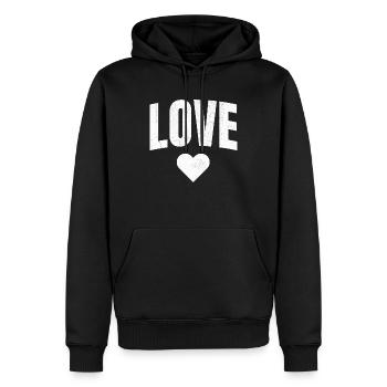 Liebe | Liebe | Herz | Herz - Männer Premium Bio Hoodie - Schwarz - Vorne - Nico (187cm)
