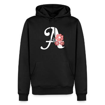 Minimalistischer Blumenbrief - Männer Premium Bio Hoodie - Schwarz - Vorne - Nico (187cm)