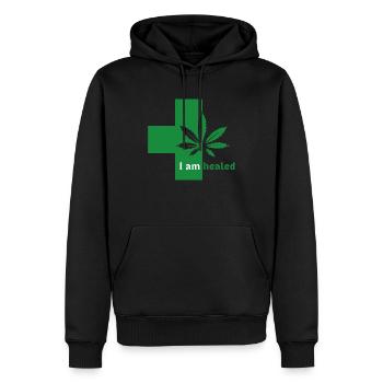 Cure de médecine au cannabis - Sweat à capuche Premium bio Homme - noir - Devant - Nico (187cm)