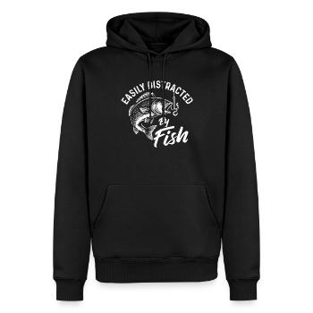 Easily Distracted By Fish Fishing Humor - Men’s Premium Organic Hoodie - black - Front - Nico (187cm)