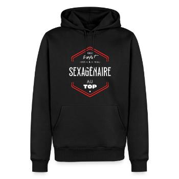Sexagénaire parfait et au top - Sweat à capuche Premium bio Homme - noir - Devant - Nico (187cm)