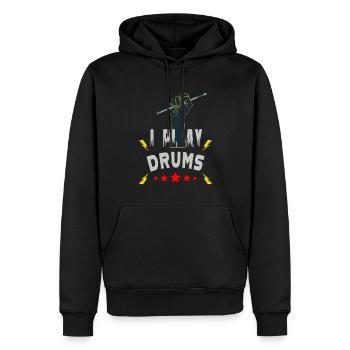 Je joue de la batterie - Sweat à capuche Premium bio Homme - noir - Devant - Nico (187cm)