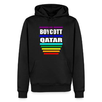 Boycott Qatar Spruch Sprüche - Männer Premium Bio Hoodie - Schwarz - Vorne - Nico (187cm)