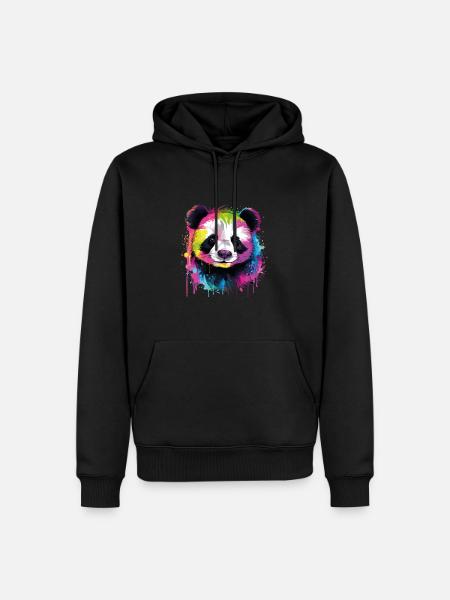 Aquarelle de panda - Sweat à capuche Premium bio Homme - noir