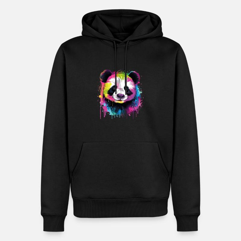 Aquarelle de panda - Sweat à capuche Premium bio Homme - noir
