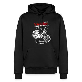 Moped Cult 70s Vintage - Men’s Premium Organic Hoodie - black - Front - Nico (187cm)