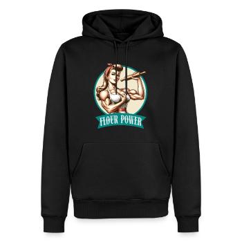 Flour Power Funny Retro Baking & Pastry Baker - Sweat à capuche Premium bio Homme - noir - Devant - Nico (187cm)