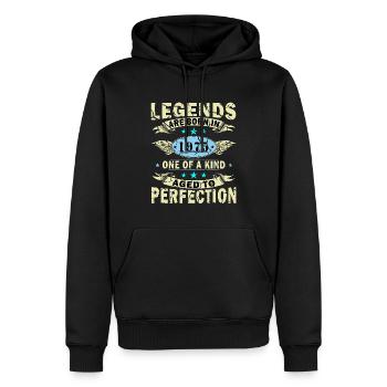 Legend since 1975 Born 1975 Birthday 1975 - Men’s Premium Organic Hoodie - black - Front - Nico (187cm)