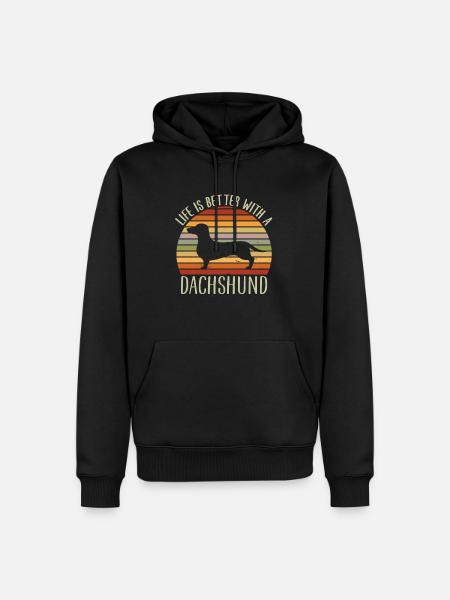 Das Leben ist besser mit einem Dackel Lustiges Zitat - Männer Premium Bio Hoodie - Schwarz