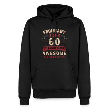 60. Geburtstag Geschenk Mann Original Februar 1965 - Männer Premium Bio Hoodie - Schwarz - Vorne - Nico (187cm)
