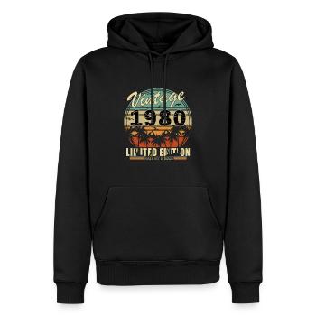 Anniversaire des années 1980 Naissance des années 1980 Cadeau d’anniversaire - Sweat à capuche Premium bio Homme - noir - Devant - Nico (187cm)