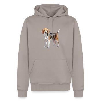 Beagle Dog - Jagd auf Tiere - Männer Premium Bio Hoodie - Taupe - Vorne - Nico (187cm)