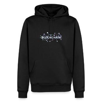 Blockchain - Men’s Premium Organic Hoodie - black - Front - Nico (187cm)