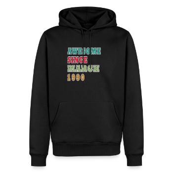 Awesome since March 1990 - Men’s Premium Organic Hoodie - black - Front - Nico (187cm)