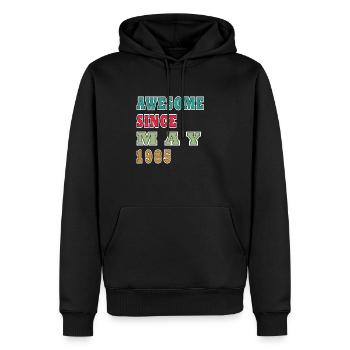 Mai 1985 Né(e) en Mai 1985 Anniversaire - Sweat à capuche Premium bio Homme - noir - Devant - Nico (187cm)