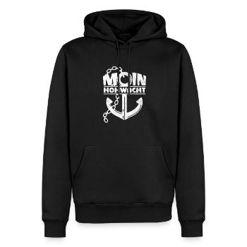 Meer Küsten-Liebe - MOIN HOHWACHT - Männer Premium Bio Hoodie - Schwarz - Vorne - Nico (187cm)