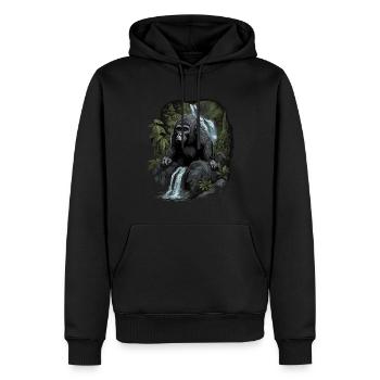 Gorille Singe Animal Bébé Louveteau Singe Gorilles - Sweat à capuche Premium bio Homme - noir - Devant - Nico (187cm)
