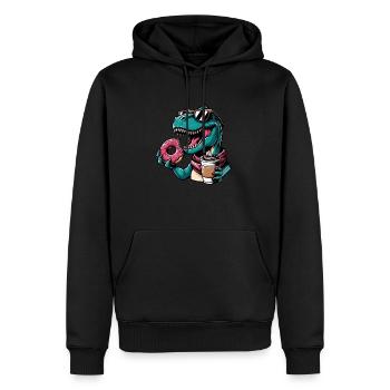 Süßer Dino T-Rex Donut Kaffee - Männer Premium Bio Hoodie - Schwarz - Vorne - Nico (187cm)