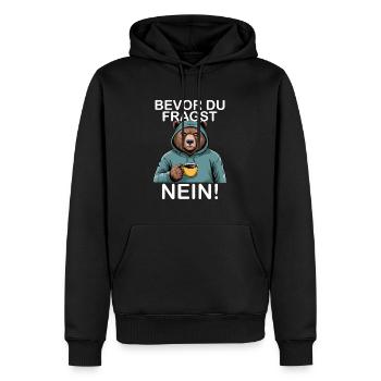 Bevor Du Fragst Nein Grizzly Lustiges Bär - Männer Premium Bio Hoodie - Schwarz - Vorne - Nico (187cm)
