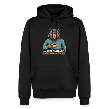Good Morning Very Thin Grizzly Funny Bear - Men’s Premium Organic Hoodie - black - Front - Nico (187cm)