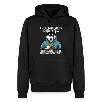 Écarte-toi de mon chemin, contact social inutile - Sweat à capuche Premium bio Homme - noir - Devant - Nico (187cm)