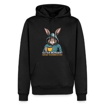 Good morning very thin funny rabbit - Men’s Premium Organic Hoodie - black - Front - Nico (187cm)
