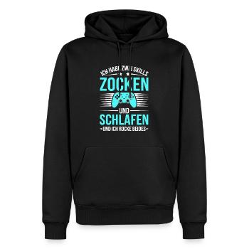 Gamer Gaming Gamer Gaming Noël - Sweat à capuche Premium bio Homme - noir - Devant - Nico (187cm)