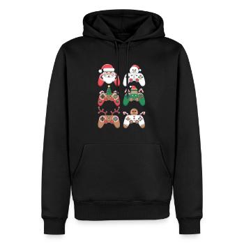 Gamer Gaming Gamer Gaming Noël - Sweat à capuche Premium bio Homme - noir - Devant - Nico (187cm)