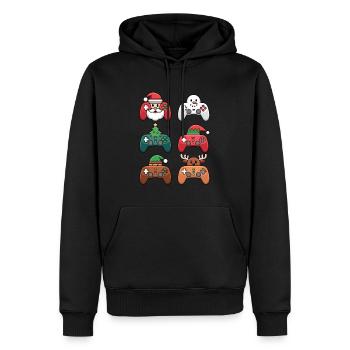Gamer Gaming Gamer Gaming Noël - Sweat à capuche Premium bio Homme - noir - Devant - Nico (187cm)