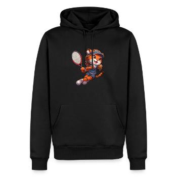 Tiger Tennisspielerin Rückhand Raubkatze Mädchen - Männer Premium Bio Hoodie - Schwarz - Vorne - Nico (187cm)