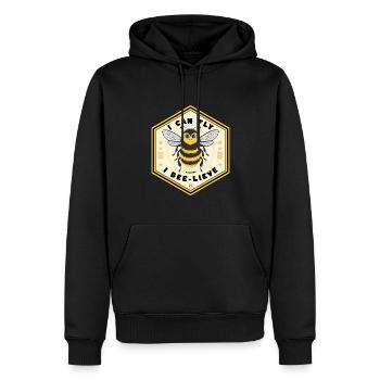 Motivational Bee - Ich kann fliegen, weil ich bienen-lieve - Männer Premium Bio Hoodie - Schwarz - Vorne - Nico (187cm)