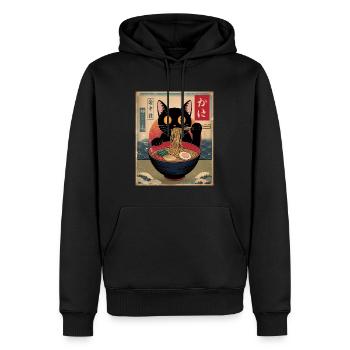 Kawaii Cat Ramen Nouilles Anime Cat - Sweat à capuche Premium bio Homme - noir - Devant - Nico (187cm)