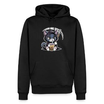 Sensenmann Katze Anime Katze Bubble Tea - Männer Premium Bio Hoodie - Schwarz - Vorne - Nico (187cm)