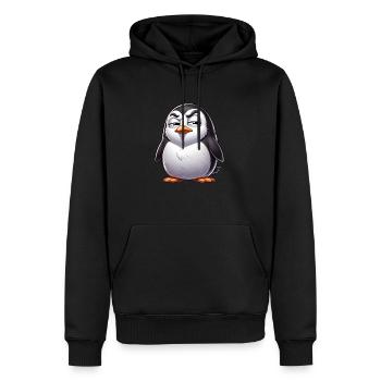 Skeptical Naughty Penguin Cartoon - Men’s Premium Organic Hoodie - black - Front - Nico (187cm)