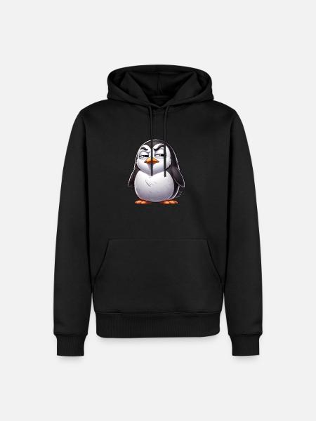 Skeptical Naughty Penguin Cartoon - Men’s Premium Organic Hoodie - black