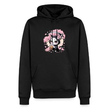 Sensenmann Anime Katze Kirschblüte - Männer Premium Bio Hoodie - Schwarz - Vorne - Nico (187cm)